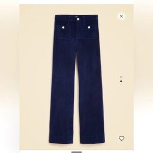 NWOT, J.Crew Wide Leg Velvet Sailor Trouser, sz 28